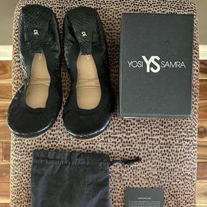 Yosi Samra Black Leather Ballet Flats